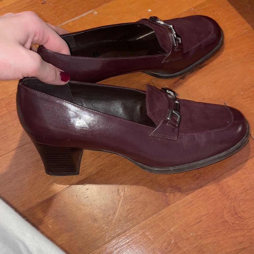 Maroon loafer heel